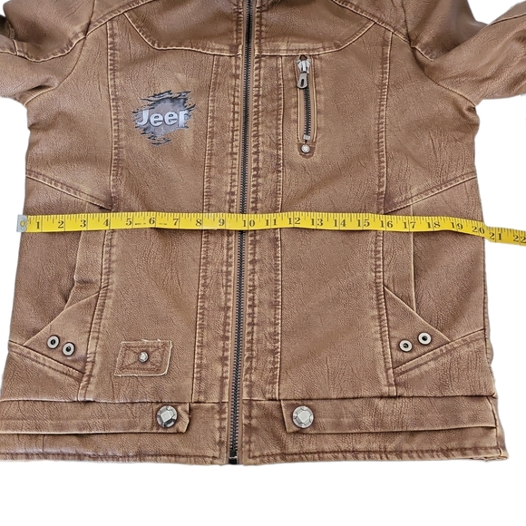 Jeepaholic Brown FauxLeather Faux Fur Lining Jeep Jacket MTO Size Large - Picture 12 of 16